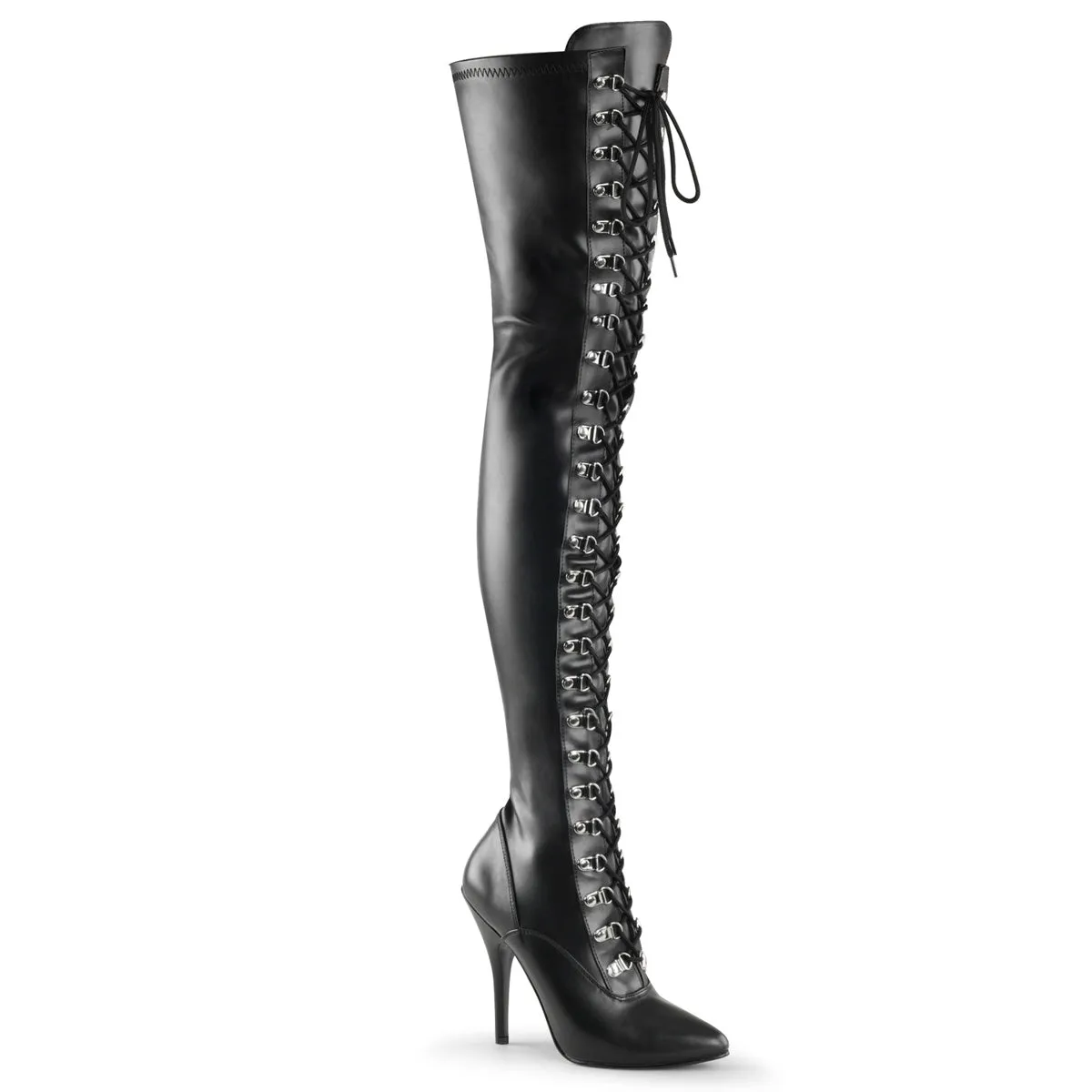 Seduce-3024 Black PU Thigh High Boots