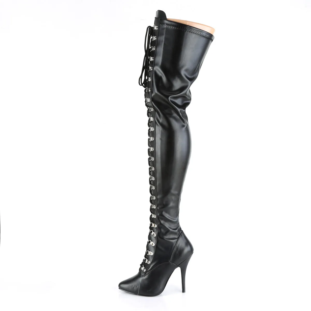 Seduce-3024 Black PU Thigh High Boots