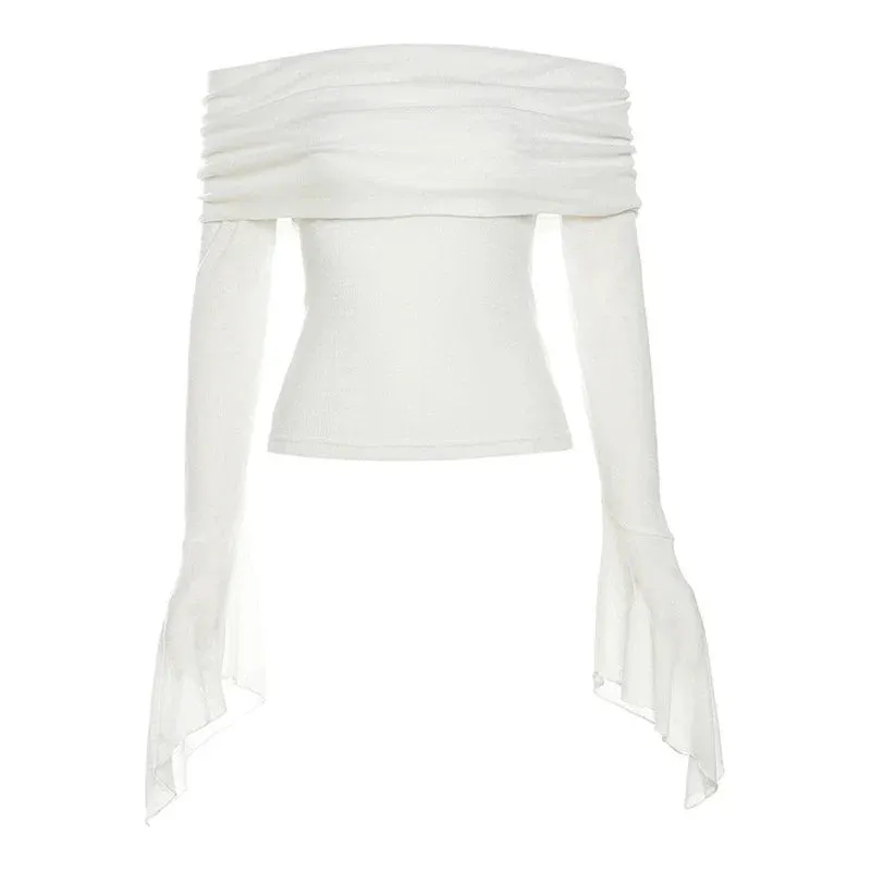 Stylish Long Sleeve Tee with Slash Neck