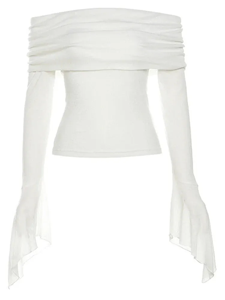 Stylish Long Sleeve Tee with Slash Neck