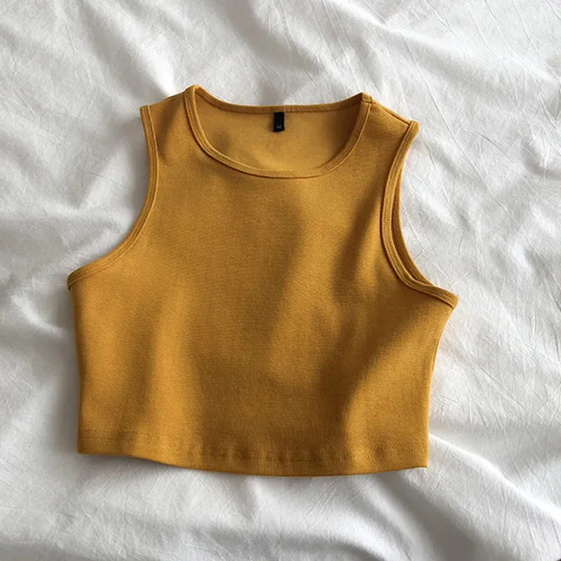 Summer New Ladies Retro Crop Top High Waist Slimming Stretch