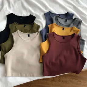 Summer New Ladies Retro Crop Top High Waist Slimming Stretch