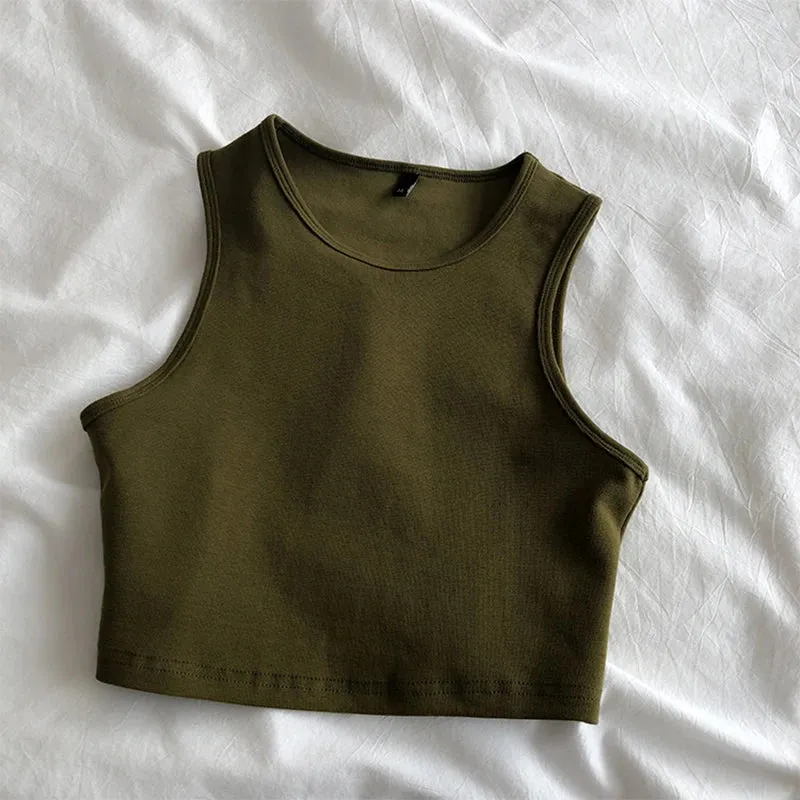 Summer New Ladies Retro Crop Top High Waist Slimming Stretch