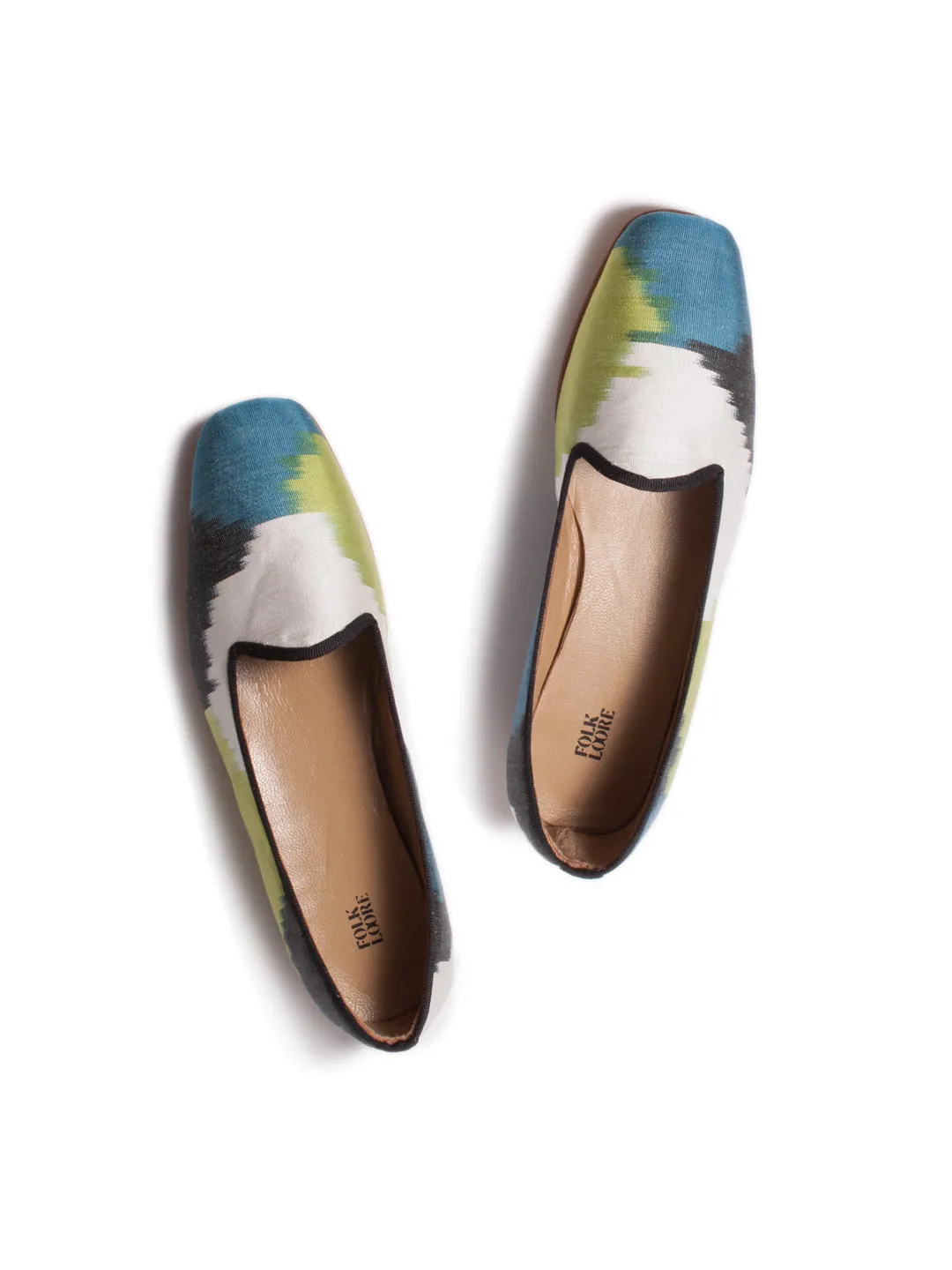 Turkish silk ikat slippers