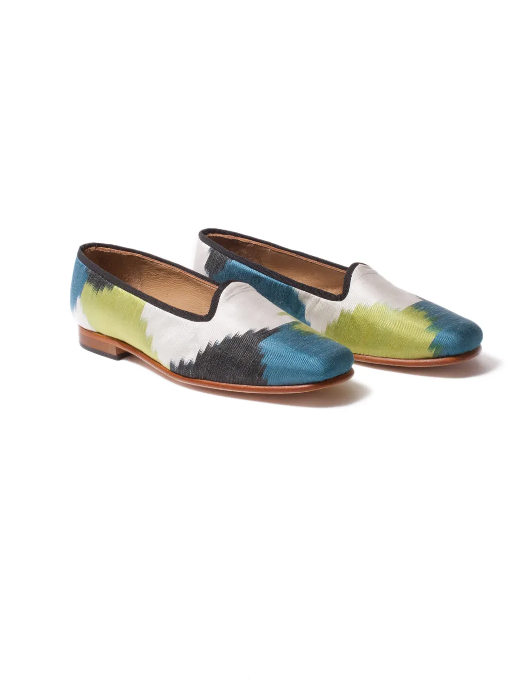 Turkish silk ikat slippers
