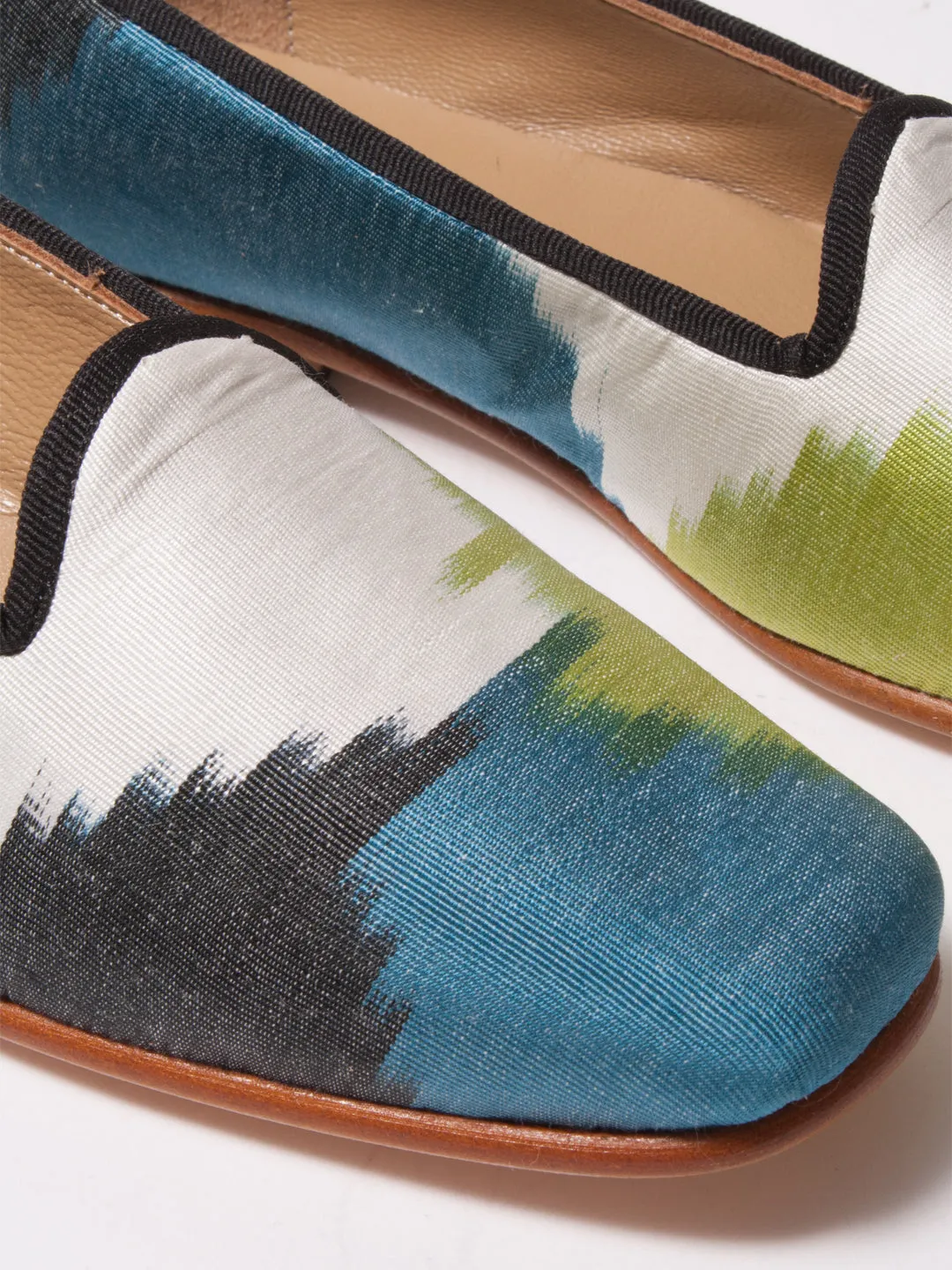 Turkish silk ikat slippers