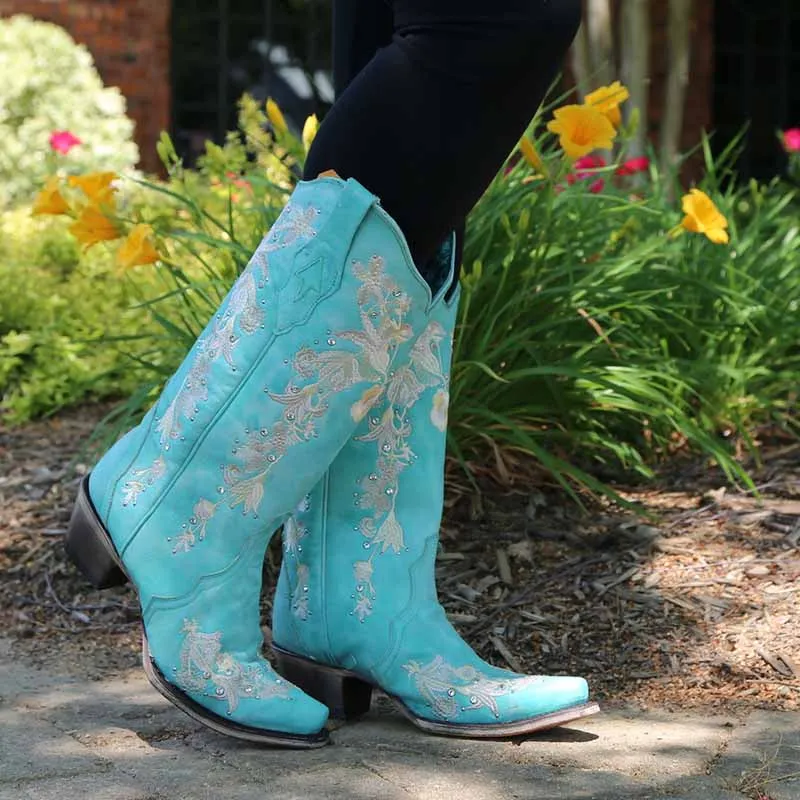 Women's Chic Wedding Boots Country Outfitter Western Cowgirl Bridal Bootie