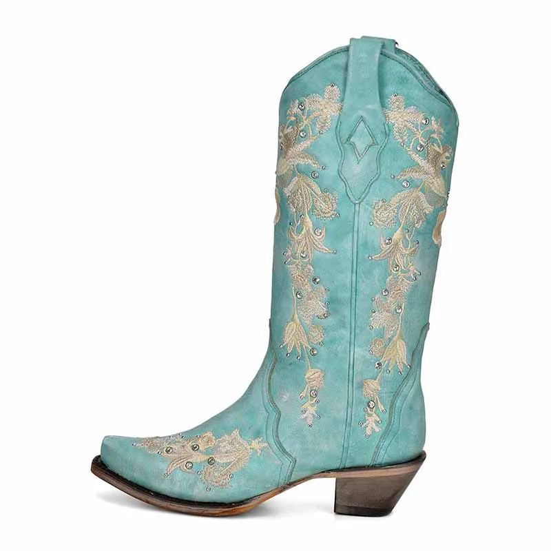 Women's Chic Wedding Boots Country Outfitter Western Cowgirl Bridal Bootie