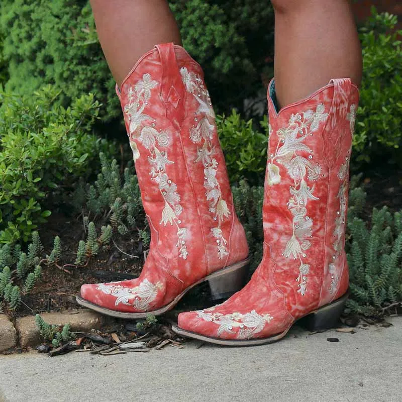 Women's Chic Wedding Boots Country Outfitter Western Cowgirl Bridal Bootie