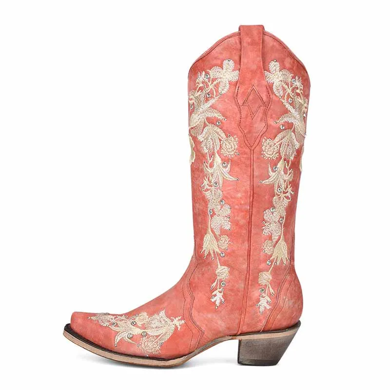 Women's Chic Wedding Boots Country Outfitter Western Cowgirl Bridal Bootie