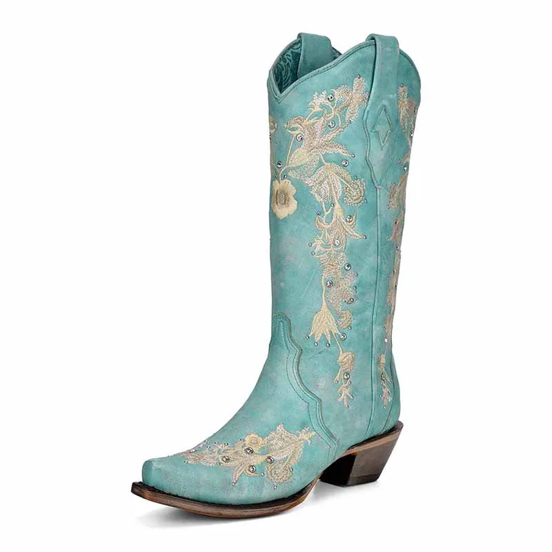 Women's Chic Wedding Boots Country Outfitter Western Cowgirl Bridal Bootie