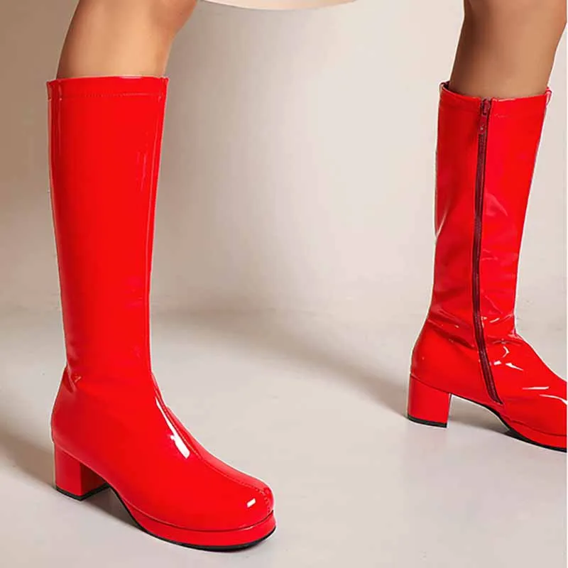 Women's Fashion Boots Over The Knee Block Heel Zipper Boot