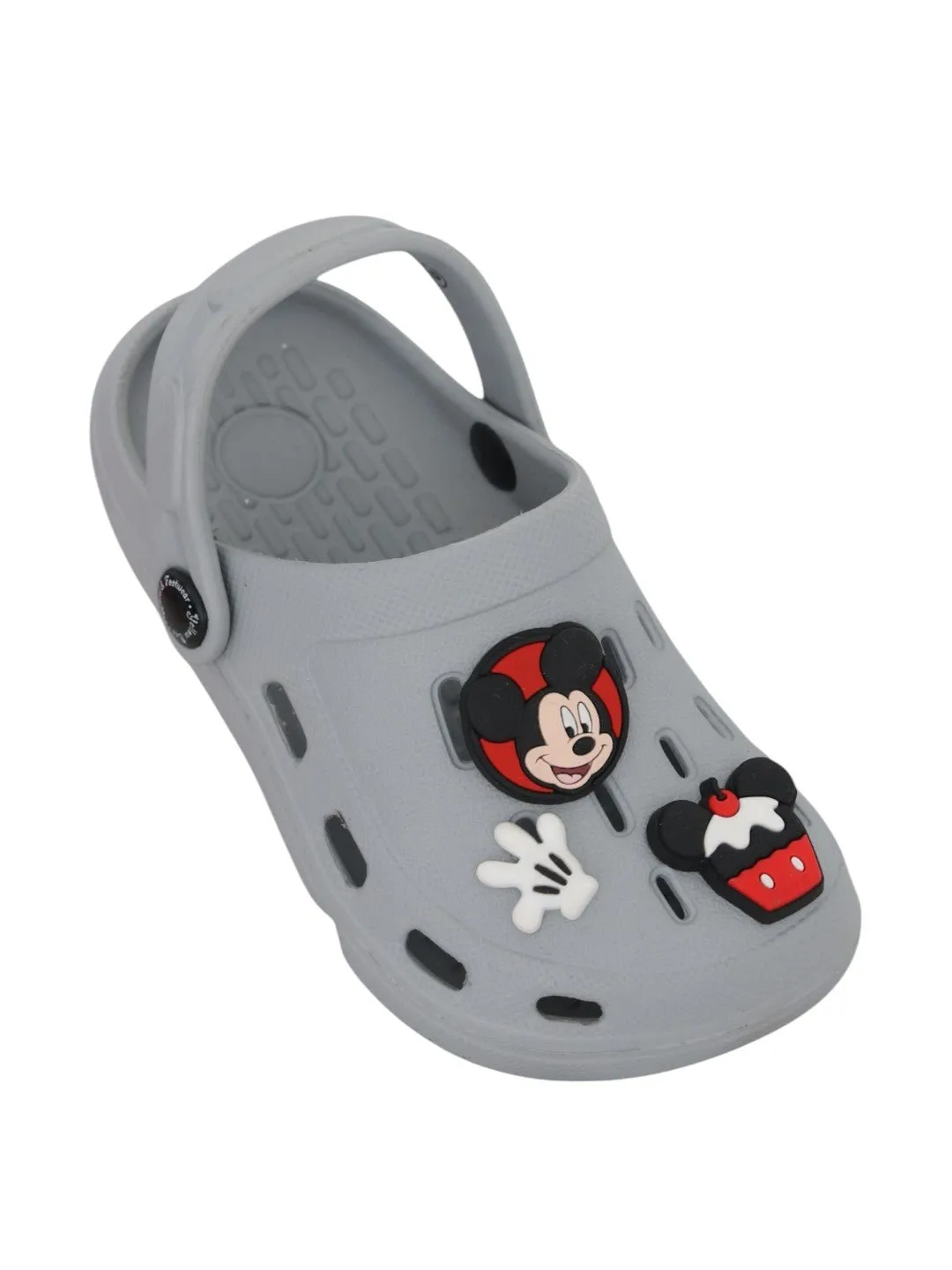 Yellow Bee Boys’ Disney Mickey Mouse Clogs with Gloves & Cupcake Charms – Grey