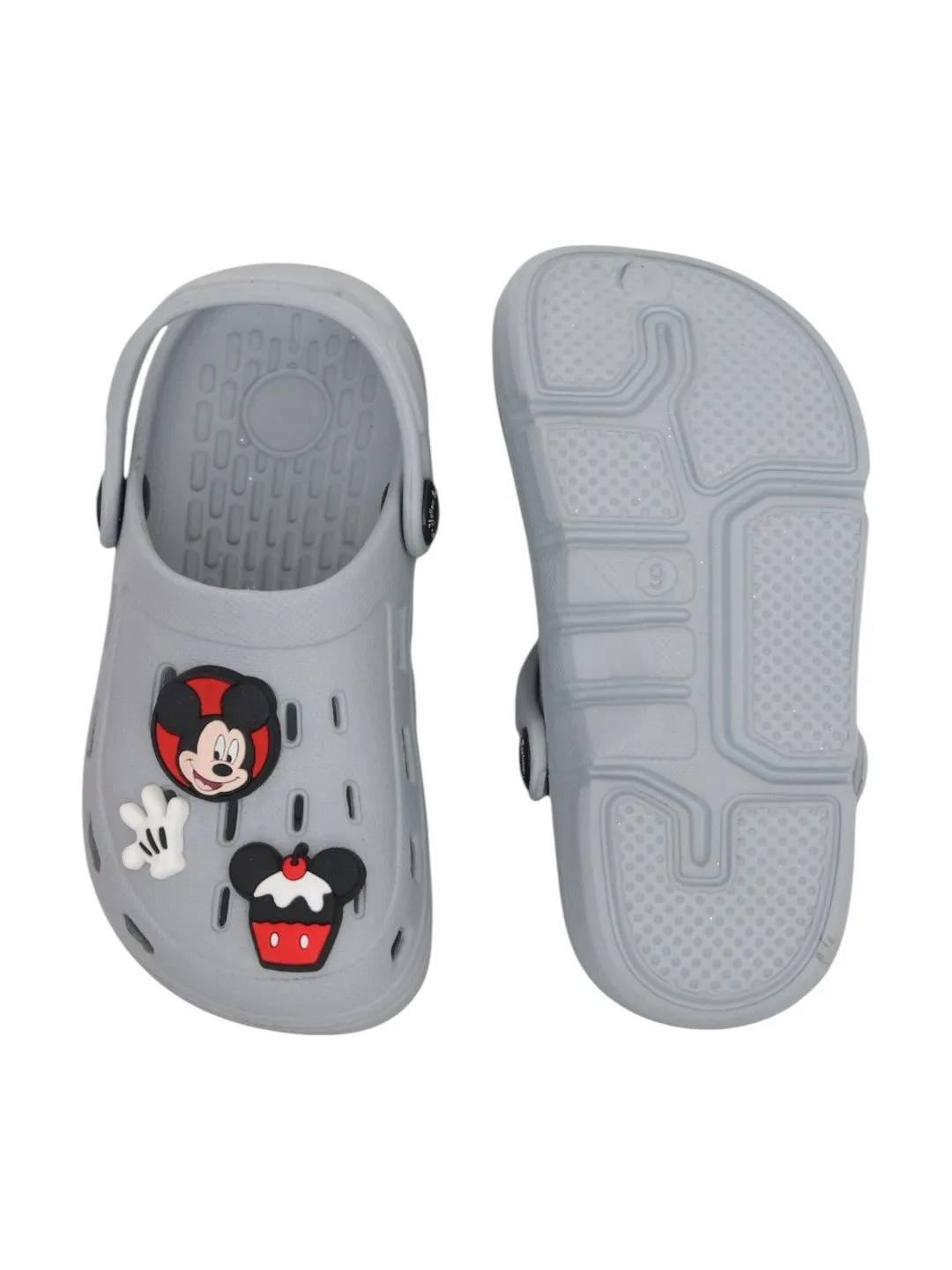 Yellow Bee Boys’ Disney Mickey Mouse Clogs with Gloves & Cupcake Charms – Grey