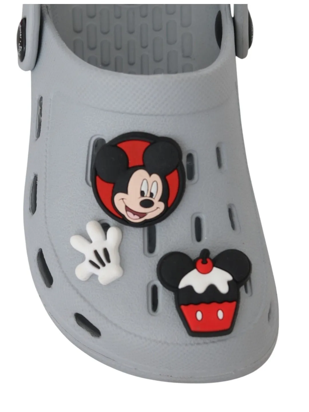 Yellow Bee Boys’ Disney Mickey Mouse Clogs with Gloves & Cupcake Charms – Grey