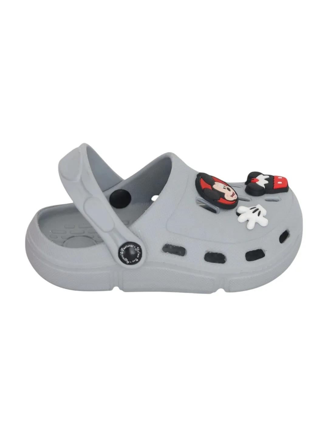 Yellow Bee Boys’ Disney Mickey Mouse Clogs with Gloves & Cupcake Charms – Grey