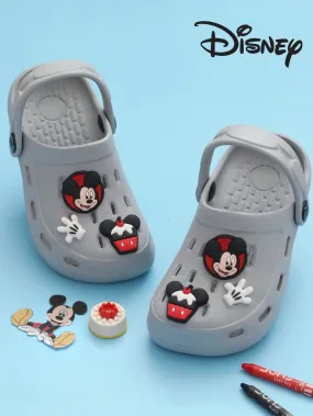 Yellow Bee Boys’ Disney Mickey Mouse Clogs with Gloves & Cupcake Charms – Grey